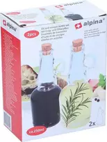 Alpina - Stiklinis buteliukas su kamščiu aliejui/actui 250ml 2 vnt.
