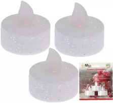 Ambiance Light Trijų LED arbatos žvakių rinkinys su blizgučiais