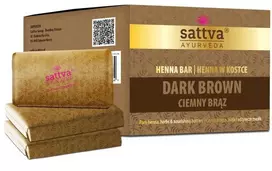 Augaliniai tamsiai rudi plaukų dažų kubeliai Henna Bar, Sattva Ayurveda, 3x80g