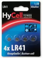 HyCell 1516-0025, Vienkartinės baterijos, LR41, Šarminės, 1,5 V, 4 vnt., Sidabras