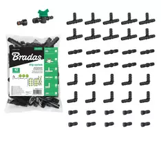 Priedų rinkinys Bradas lašelinio laistymo juostai 16 mm (42 vnt.)