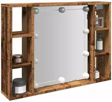 Veidrodinė spintelė su LED apšvietimu, 76x15x55cm, mediena
