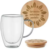 Dvigubo stiklo puodelis "Geriausios mokytojos puodelis"