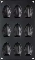 Patisse formos madeleine 29 x 17 cm juodas silikonas 9 skyreliai