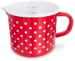 Orion emaliuotas puodelis 1,2 l raudonas su žirneliais