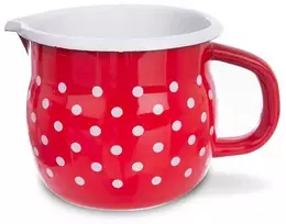 Orion emaliuotas puodelis 800 ml raudonas su žirneliais