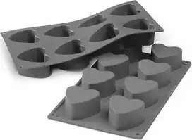 Patisse mini širdelės formos 29 x 17 cm pilkas silikonas 8 skyreliai