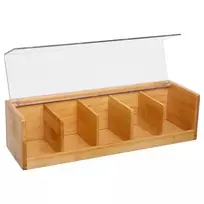 5five Simply Smart Bamboo Medinė arbatos dėžutė - 5 skyreliai, bambukinė
