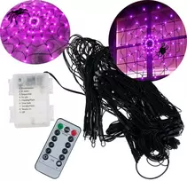 Dekoratyvinė lempučių girlianda Voratinklis 70 LED, violetinė