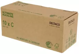 Deltaco ULTB-LR14-10P, Vienkartinės baterijos, C, Šarminė, 1,5 V, 10 vnt., Cd (kadmis), Hg (gyvsidabris), Pb (švinas)