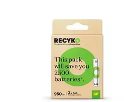 Įkraunami elementai GP RECYKO AAA, 950mAh, 2 vnt.