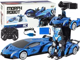 Automobilis-robotas su nuotolinio valdymo pultu, mėlynas