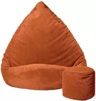 Sėdmaišis su pufu Mega Dot Velour M, 75x95 cm, plytų spalvos