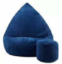Sėdmaišis su pufu Mega Dot Velour M, 75x95 cm, tamsiai mėlynas