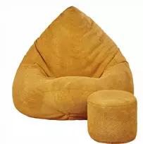 Sėdmaišis su pufu Mega Dot Velour L, 80x105 cm, garstyčių spalvos