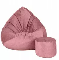 Sėdmaišis su pufu Mega Premium Terra Velour XXL, 100x130 cm, tamsiai rožinis