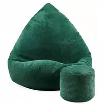 Sėdmaišis su pufu Mega Dot Velour L, 80x105 cm, žalias