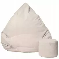 Sėdmaišis su pufu Mega Dot Velour XXL, 100x130 cm, šviesios smėlio spalvos