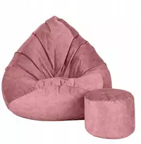 Sėdmaišis su pufu Mega Premium Terra Velour XL, 90x120 cm, tamsiai rožinis
