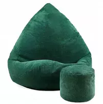 Sėdmaišis su pufu Mega Dot Velour XXL, 100x130 cm, žalias