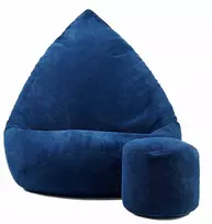Sėdmaišis su pufu Mega Dot Velour XXL, 100x130 cm, tamsiai mėlynas