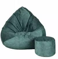 Sėdmaišis su pufu Mega Premium Terra Velour XL, 90x120 cm, tamsiai žalias