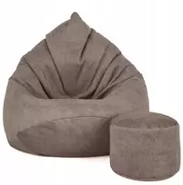 Sėdmaišis su pufu Mega Premium Terra Velour XXL, 100x130 cm, pieniško šokolado spalvos
