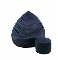 Sėdmaišis su pufu Mega Premium Cloud Velour XXL, 100x130 cm, juodas