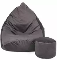 Sėdmaišis su pufu Mega Premium Terra Velour XXL, 100x130 cm, grafito