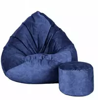 Sėdmaišis su pufu Mega Premium Terra Velour XXL, 100x130 cm, tamsiai mėlynas