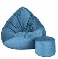 Sėdmaišis su pufu Mega Premium Terra Velour XXL, 100x130 cm, tamsios turkio spalvos