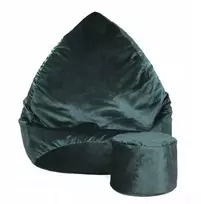 Sėdmaišis su pufu Mega Premium Terra Velour XXL, 100x130 cm, tamsiai žalias