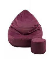 Sėdmaišis su pufu Mega Premium Cloud Velour XL, 90x120 cm, bordinis