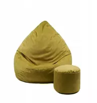 Sėdmaišis su pufu Mega Premium Cloud Velour XL, 90x120 cm, šviesiai žalias