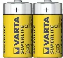 VARTA Superlife cinko anglies baterijos / 1.5V / C / R14P, folija apvyniotos 2 vnt.