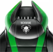 Diablo Chairs Diablo Diablo X-Horn galvos atramos pagalvė su asmeniniais siuvinėjimais, juoda ir žalia