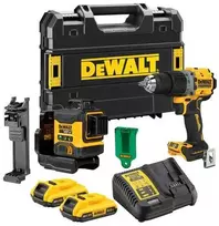 Rinkinys 2 narzędzi akumulatorowych, wiertarko wkrętarka DCD800 i laser 3-wiązkowy 360° DCLE34031 18V Li-Ion 2x2,0Ah DeWALT [DCK2095D2T-QW] su wiązką žalia do 40m