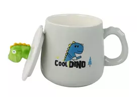 Kubek Keramikinis puodelis su dinozauru ir dangteliu, 350 ml