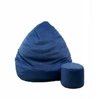 Sėdmaišis su pufu Mega Premium Cloud Velour XXL, 100x130 cm, jūros mėlynas