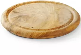 Hendi Lenta mėsai, sūriui ir užkandžiams patiekti, pagaminta iš alyvmedžio, apvali, skersmens. 260 mm