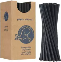 Gsg24 BIO ekologiški popieriniai šiaudeliai PAPER STRAWS storio 8/205mm - juodi 160 vnt.