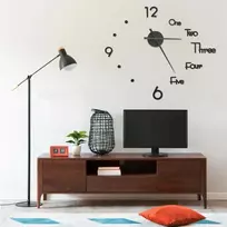Sieninis laikrodis, juodas, 100cm, modernaus dizaino, 3D, XXL