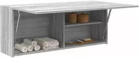 Sieninė vonios kambario spintelė, pilka ąžuolo, 100x25x40cm