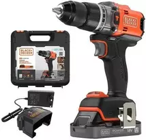 Black & Decker wiertarko-wkrętarka smūginis akumuliatorinė, 50Nm, 18V POWERCONNECT, Juodas & Decker [BLD683D1XK-QW] 2,0Ah, dėklas
