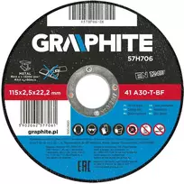 Metalo pjovimo diskas GRAPHITE 115 x 2,5 x 22 mm (41 A30-T-)