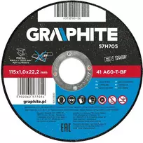 Metalo pjovimo diskas GRAPHITE 115 x 1,0 x 22 mm, 41 A60-T-BF