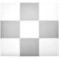 Humbi didelis edukacinis kilimėlis, storo putplasčio dėlionė, 180 x 180 x 1 cm, XXL, 9 vnt., 62 x 62 x 1 cm, spalvota, balta ir kamuoliukas, balta ir kamuoliukas