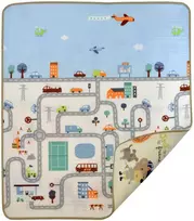 Humbi Dvipusis lavinamasis putplasčio kilimėlis Streets Animals 180 x 200 x 0,5 cm pastelinis didelis