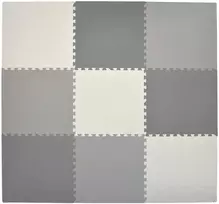 Humbi didelis edukacinis kilimėlis, storo putplasčio dėlionė, 180 x 180 x 1 cm, XXL 9 vnt., 62 x 62 x 1 cm, spalvotas rutuliukas, kreminės spalvos, grafito spalvos, kreminis rutuliukas