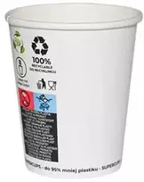 Vienkartiniai popieriniai puodeliai, 200 ml ø 80 mm, baltos spalvos 50vnt